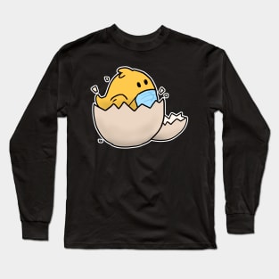 Chick in the egg with face mask happy easter 2021 Long Sleeve T-Shirt